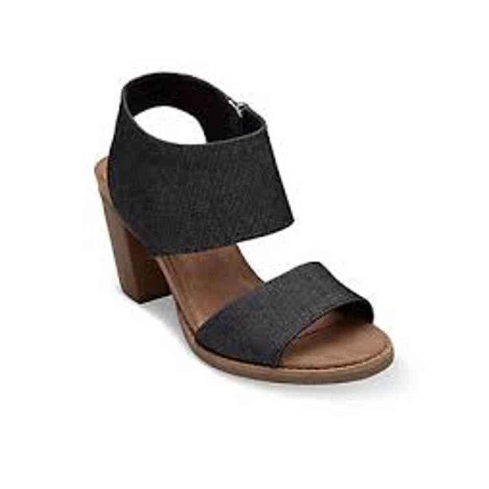 TOMS Majorca Cutout Sandals Black Denim Women's Size 9W US